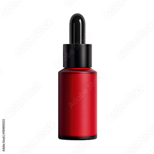 Captivating Elegance of a Red Glass Bottle with a Black Dropper on a PNG background for Stunning Visual Appeal and Aesthetic Charm