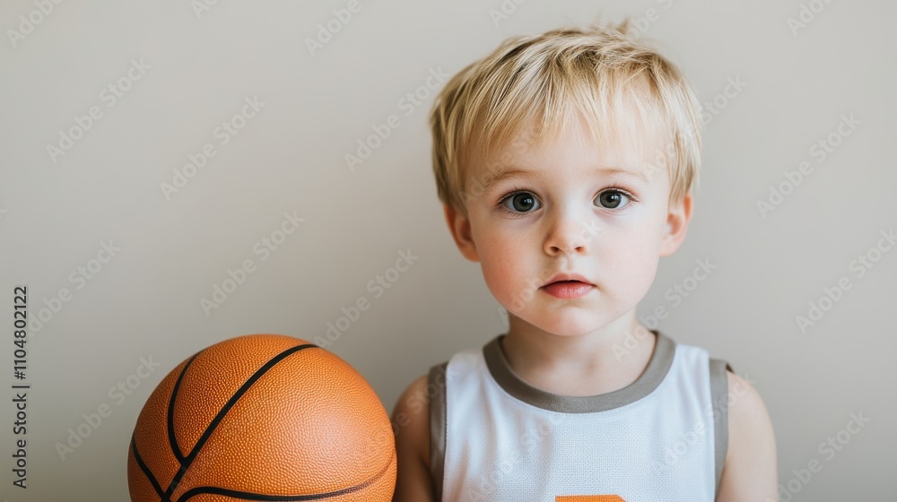 Young boy holding a basketball, looking directly at the camera. Young boy holding a basketball, looking directly at the camera.