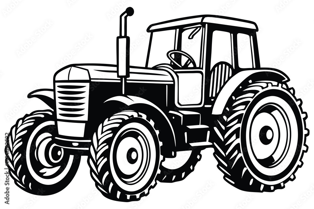 Obraz premium A tractor Vector silhouette on a white background