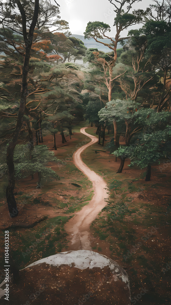 Fototapeta premium Aerial View of Forest Path