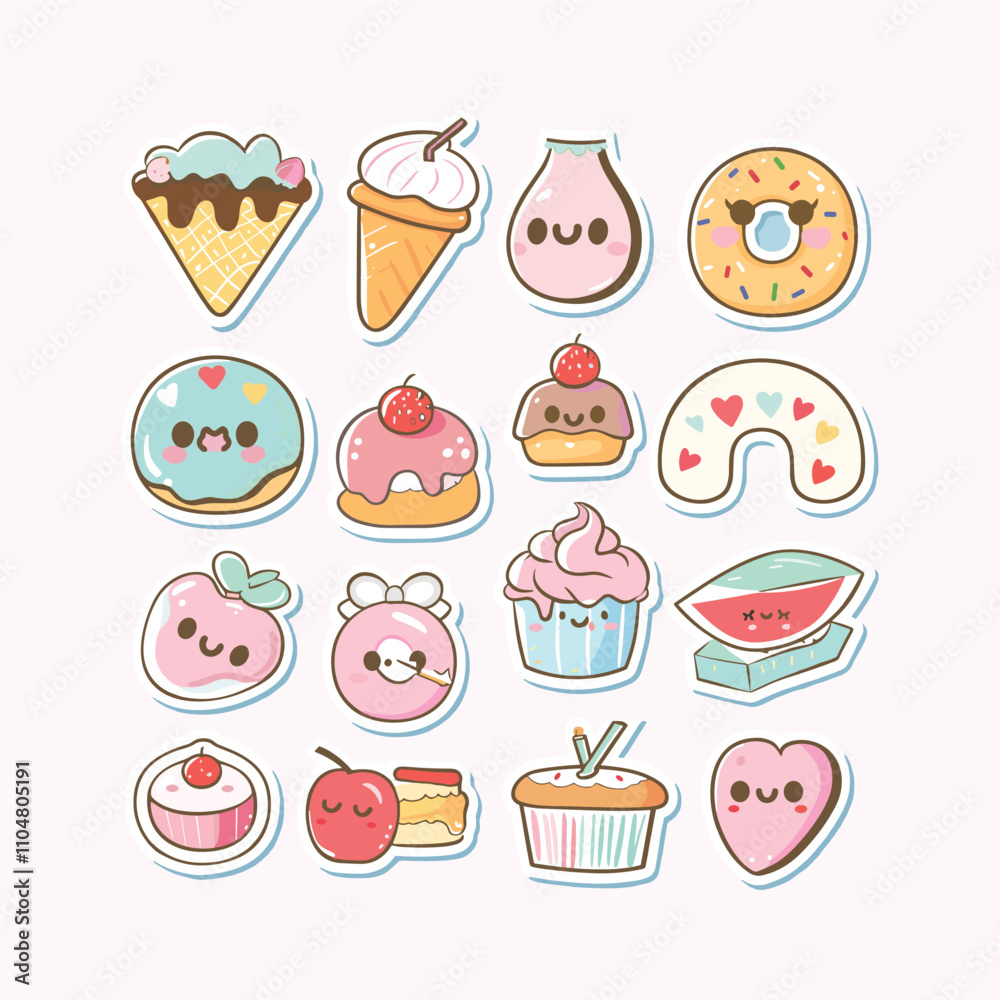 collection of cute vector children's sikers collection of cute vector children's sikers