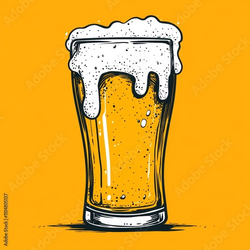 Beer Glass Frothy Illustration Cartoon Doodle Graphic