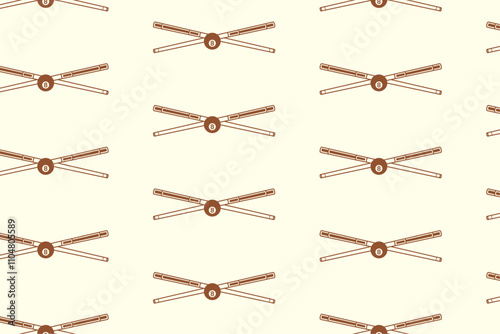 8 ball and stick billiard crossed silhouette seamless pattern on white background. ball and stick pool snooker crossed illustration pattern background for billiard decoration and merchandise 