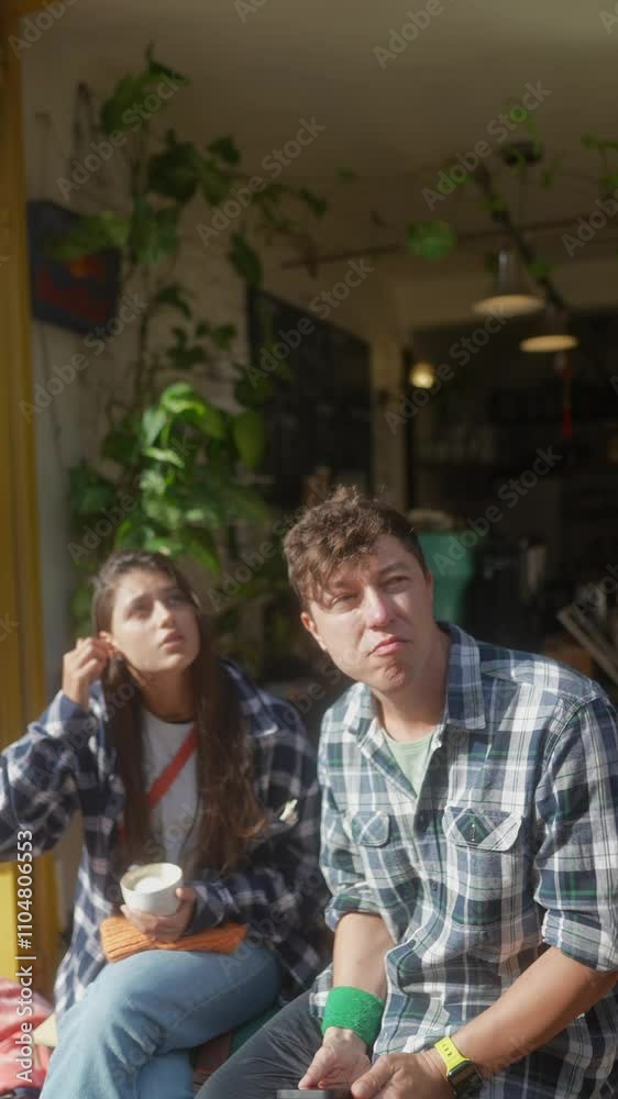 Casual Friends Enjoying Coffee in a Lively Caf Environment Casual Friends Enjoying Coffee in a Lively Caf Environment