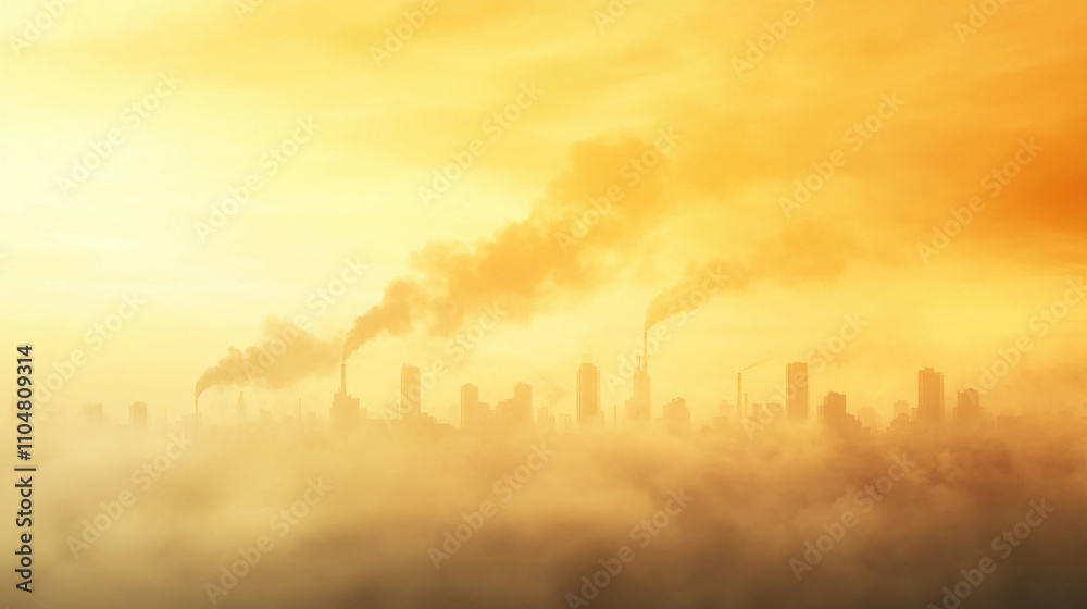 A hazy skyline is obscured by smoke and pollution, illuminated by a warm, orange glow, showcasing environmental concerns in urban settings. A hazy skyline is obscured by smoke and pollution, illuminated by a warm, orange glow, showcasing environmental concerns in urban settings.