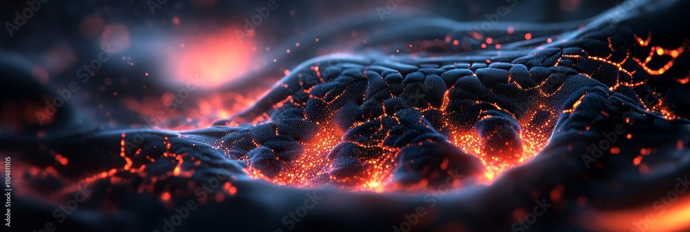 Glowing Embers, Volcanic Texture - Abstract image of glowing hot embers, volcanic texture, fiery landscape, dark background, intense heat. Glowing Embers, Volcanic Texture - Abstract image of glowing hot embers, volcanic texture, fiery landscape, dark background, intense heat.
