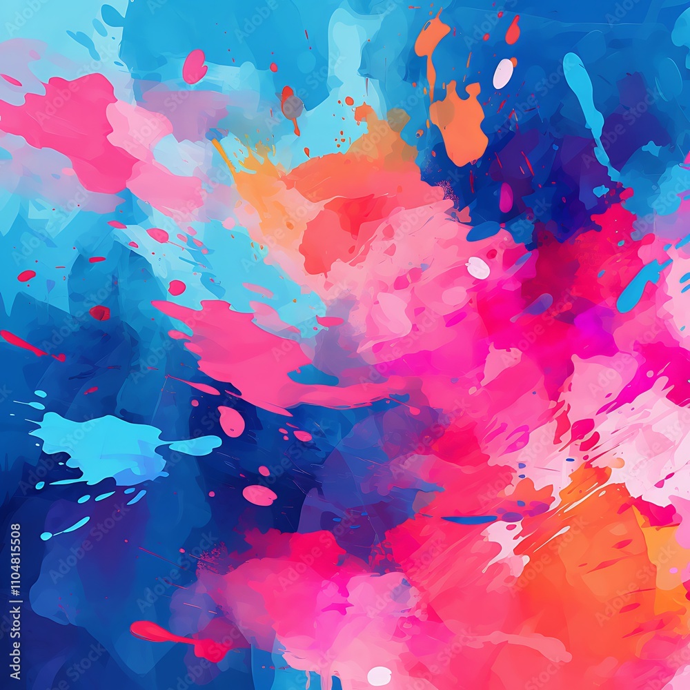 Abstract Colorful Splashes of Paint in Vivid Hues