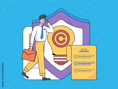 Protect intellectual property flat vector concept operation hand drawn illustration
