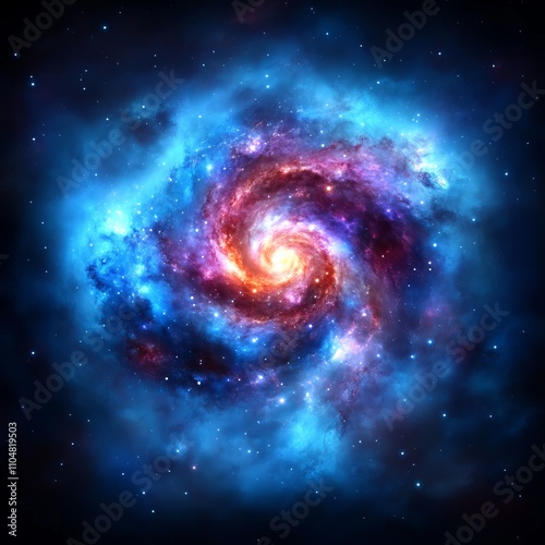 Vibrant spiral galaxy swirling in cosmic space.