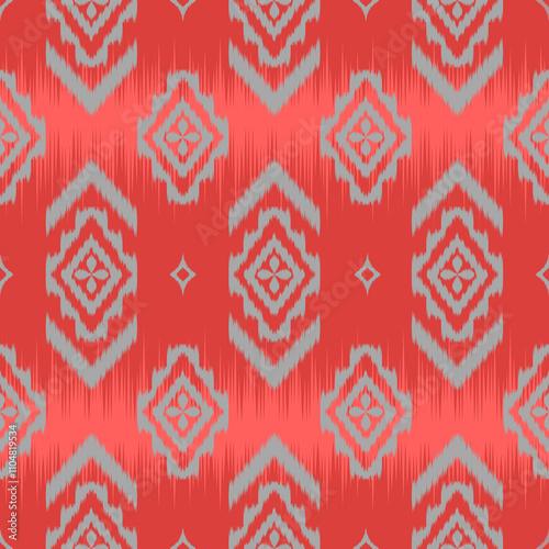 Seamless Red and Gray Ikat Geometric Pattern – Native Tribal Design