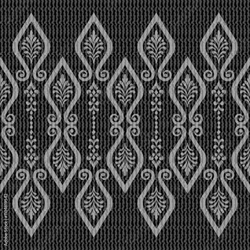 Seamless Black and Grey Ornamental Diamond Pattern – Elegant Decorative Design