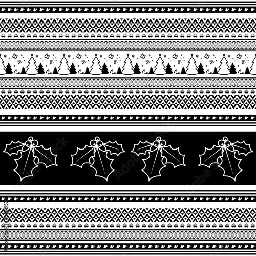 Christmas Seamless Pattern - Festive Holly and Tree Stripes Design for Holiday Digital Background