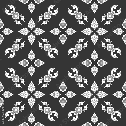  Seamless Lai Thai Pattern – Traditional Floral Motif Digital Background with Ethnic Influence