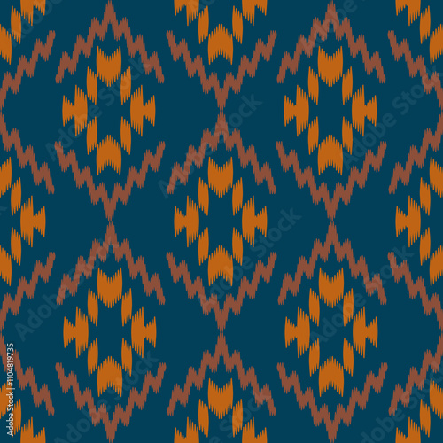 Seamless Tribal Ikat Pattern – Ethnic-Inspired Diamond and Zigzag Motif in Earthy Colors