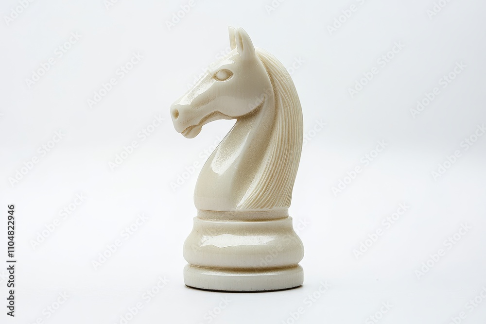 Elegant White Knight Chess Piece - A single, elegant white knight chess piece, symbolizing strategy, power, movement, and victory in a game of chess. Elegant White Knight Chess Piece - A single, elegant white knight chess piece, symbolizing strategy, power, movement, and victory in a game of chess.