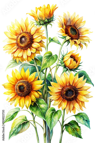 set of sunflowers Transparent background
