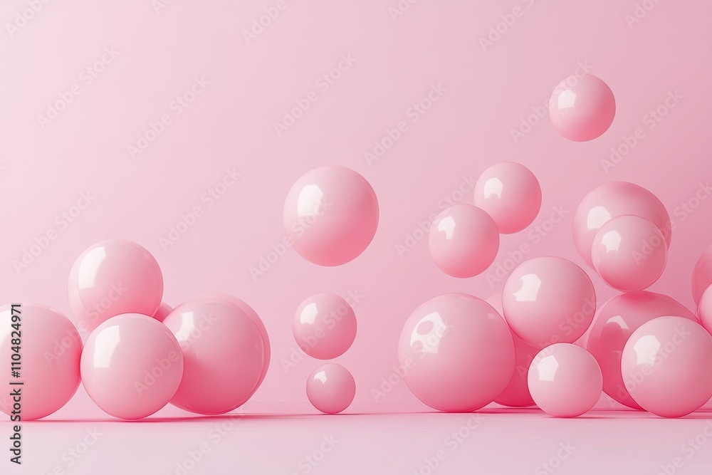 Pink Balloons on Soft Pink Background Pink Balloons on Soft Pink Background
