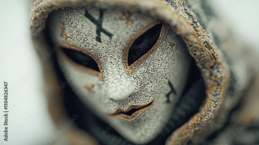 Intricate Venetian Mask Close Up Detail Mysterious Antique Gold Accents Texture Craftsmanship