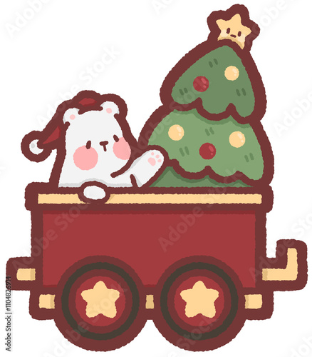 Christmas train (Christmas tree carriage) - polar bear