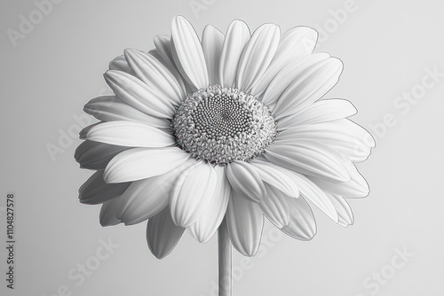 A single white daisy with a delicate stem in a minimalist setting. photo