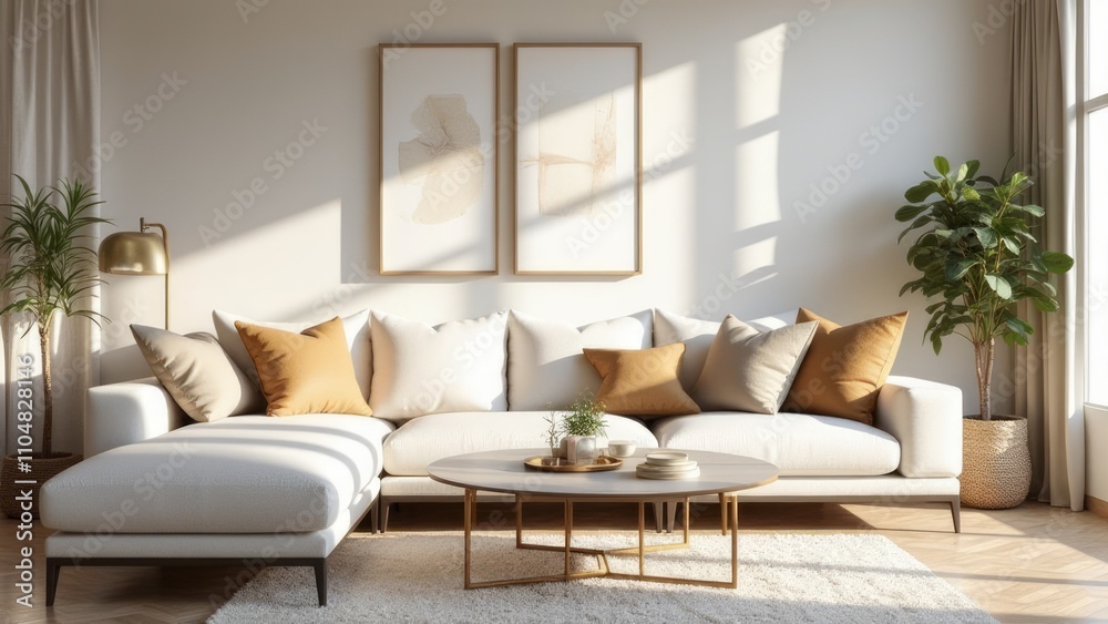 Sunlit Modern Living Room With Sectional Sofa And Decor Sunlit Modern Living Room With Sectional Sofa And Decor