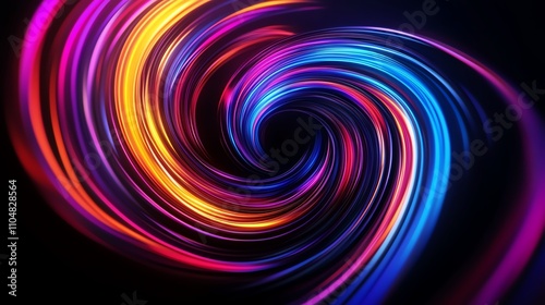 Colorful swirl pattern with vibrant hues on a dark background.