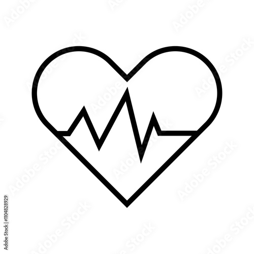 Heart Beating Icon Symbol with Heart Shape Vector Illustration Isolated on Transparent Background