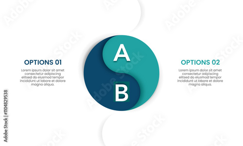 Yin Yang Circle Infographic 2 Options for Business Balance. Presentation, Data, Strategy, Plan and Marketing. Vector illustration.