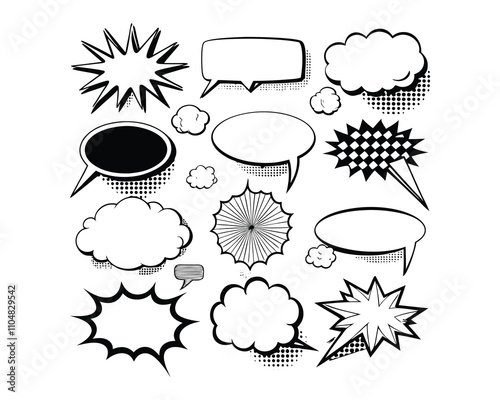 speech or thought bubbles retro empty comic speec