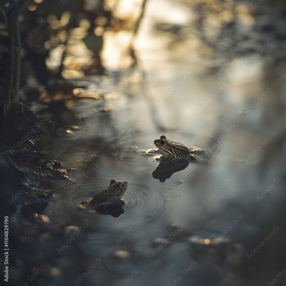 Frogs hopping around a moist vegetable patch garden nature scene lush environment close-up view nature exploration Frogs hopping around a moist vegetable patch garden nature scene lush environment close-up view nature exploration