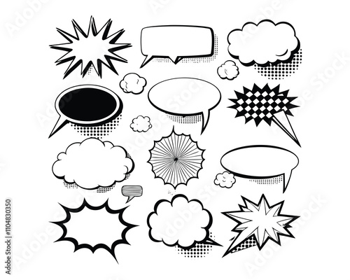 speech or thought bubbles retro empty comic speec