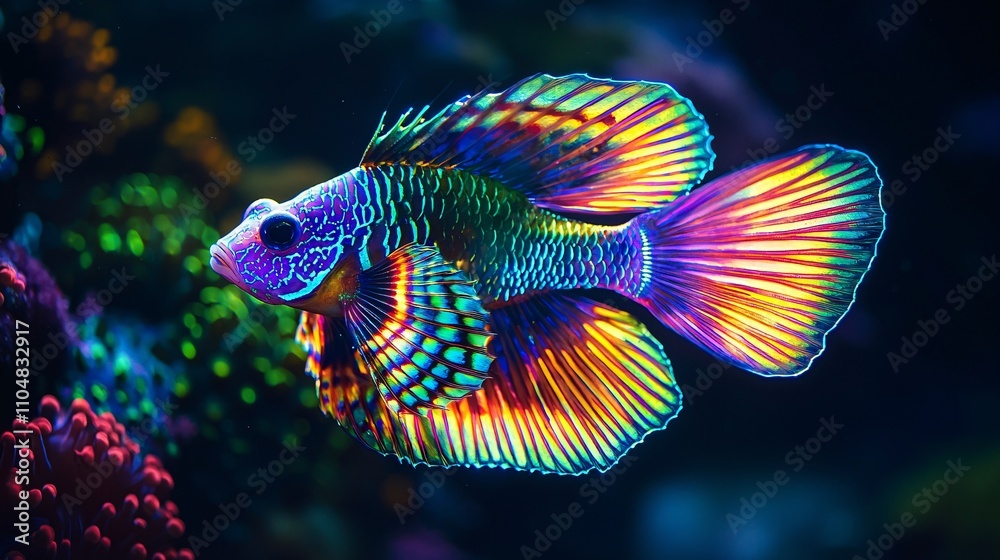 Magnificent Peacock Fish Reflects the Moonlight with Its Luminous Rainbow Tail Magnificent Peacock Fish Reflects the Moonlight with Its Luminous Rainbow Tail