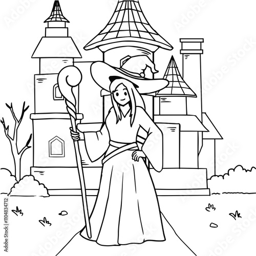 Witch Character Coloring Page