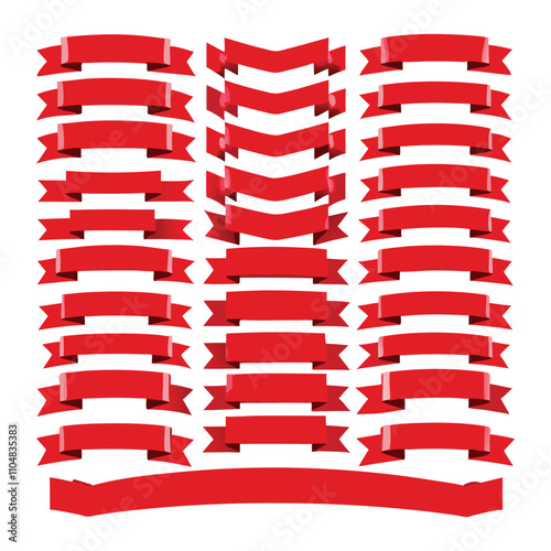 red ribbon banners template labels 