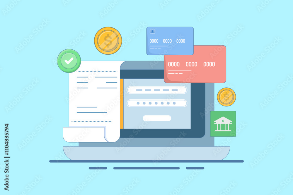 Secure digital transaction concept, online payment, online banking security, secure mobile payment with payment card. Digital banking experience, flat vector illustration. Secure digital transaction concept, online payment, online banking security, secure mobile payment with payment card. Digital banking experience, flat vector illustration.