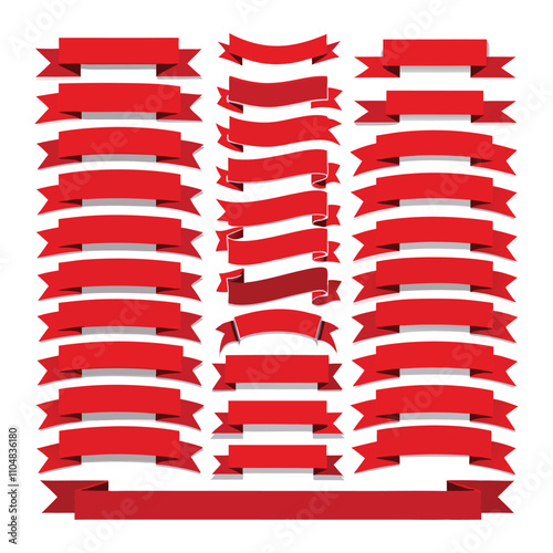 red ribbon banners template labels 