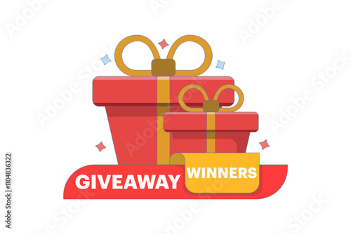 Social media post concept, surprise package, customer gift. gift box for gift giving advertisement, isolated icon like or repost in modern flat style.