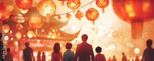 Festive celebration with glowing lanterns.