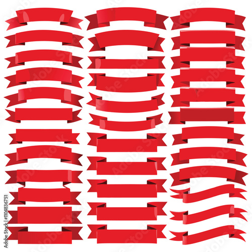 red ribbon banners template labels 