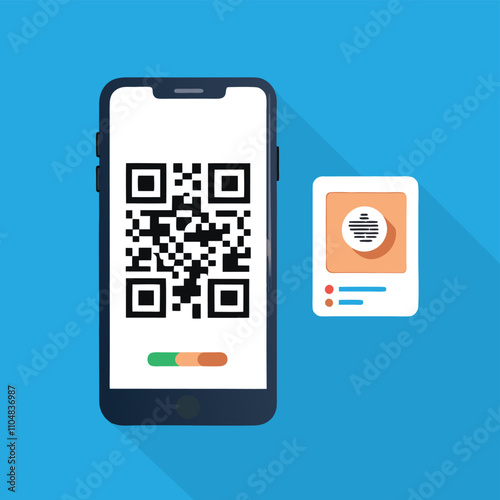 scan qr code flat icon with phone barcode vector 