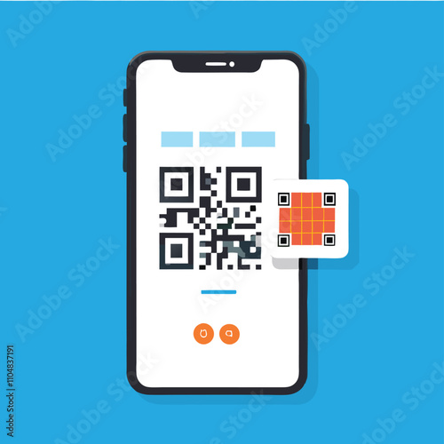 scan qr code flat icon with phone barcode vector 