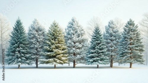 Frozen Beauty: A Collection of Christmas Trees Draped in Snow