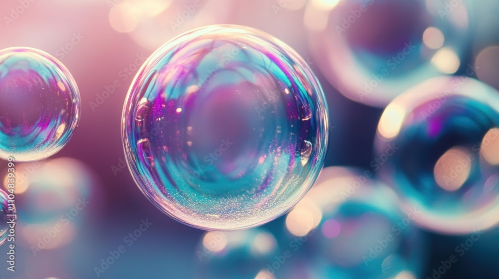 Colorful soap bubbles floating in a dreamy, soft-focus background. Colorful soap bubbles floating in a dreamy, soft-focus background.