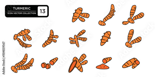 Turmeric icon collection, editable and resizable vector icon templates.