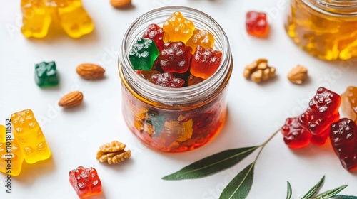 Gummy Bears Background for CBD Wellness Products Natural Edibles and Relaxation Ingredients