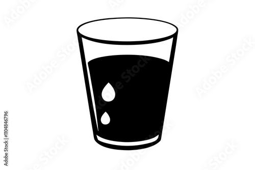 Water Glass with Droplets | isolated silhouette vector illustration on white background