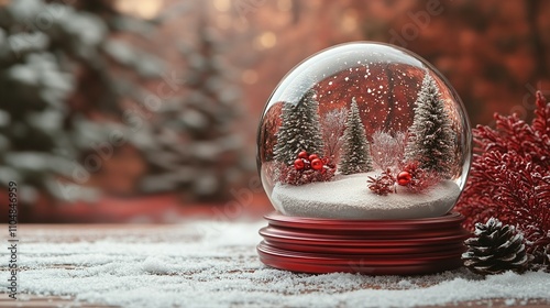 Festive Snow Globe Winter Wonderland Scene photo