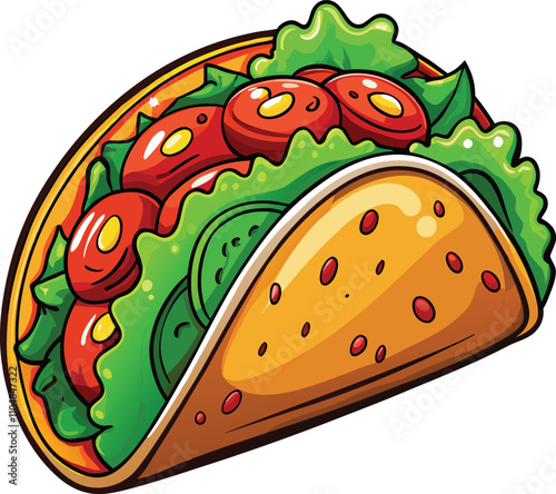 Tasty Taco Clipart Vector with Fresh Ingredients Perfect for Menus Blogs and Food Designs