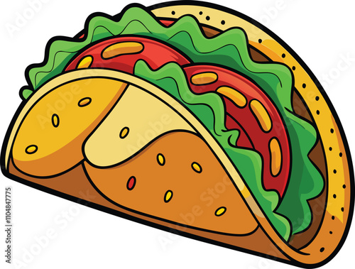 Tasty Taco Clipart Vector with Fresh Ingredients Perfect for Menus Blogs and Food Designs