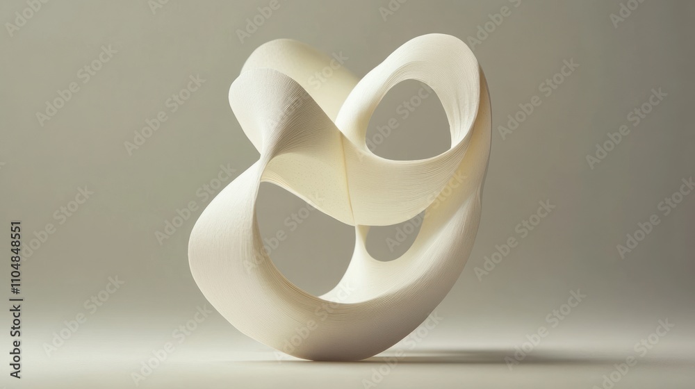 A sculptural form featuring intertwined loops and smooth curves in a minimalist design. A sculptural form featuring intertwined loops and smooth curves in a minimalist design.